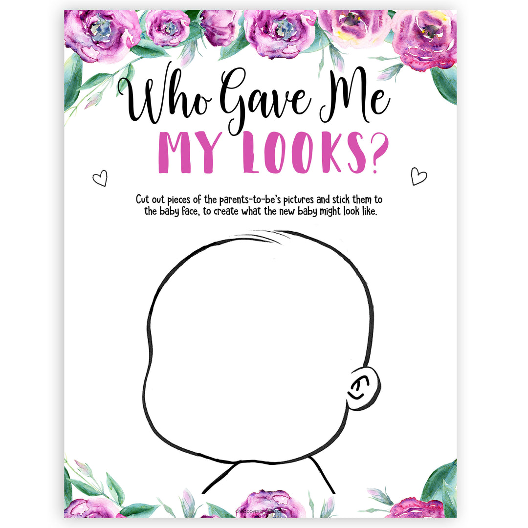 Purple peonies who gave me my looks baby shower games, printable baby shower games, fun baby shower games, baby shower games, popular baby shower games, floral baby shower games, purple baby shower themes