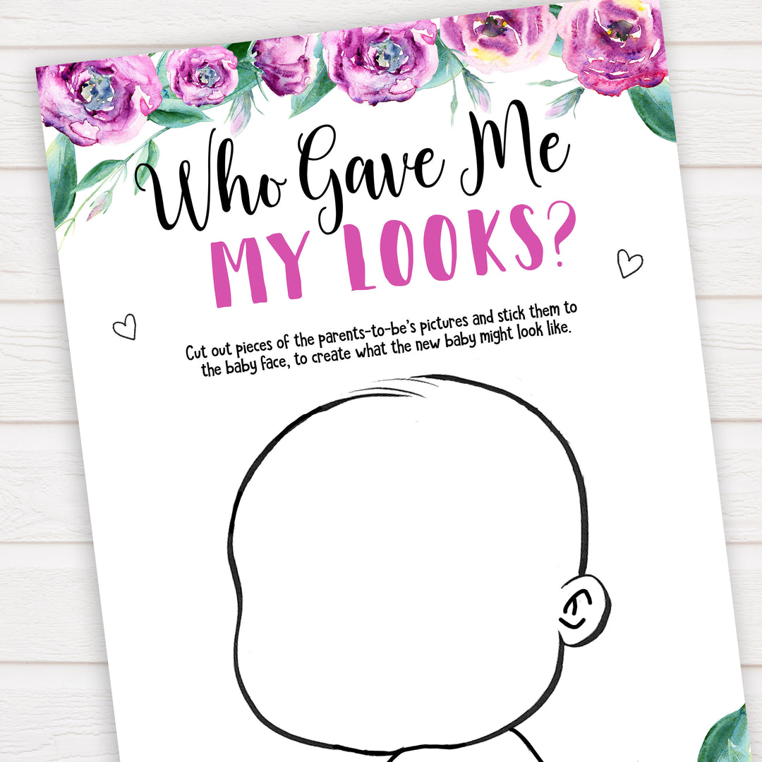 Purple peonies who gave me my looks baby shower games, printable baby shower games, fun baby shower games, baby shower games, popular baby shower games, floral baby shower games, purple baby shower themes