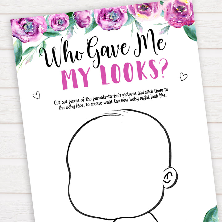 Purple peonies who gave me my looks baby shower games, printable baby shower games, fun baby shower games, baby shower games, popular baby shower games, floral baby shower games, purple baby shower themes