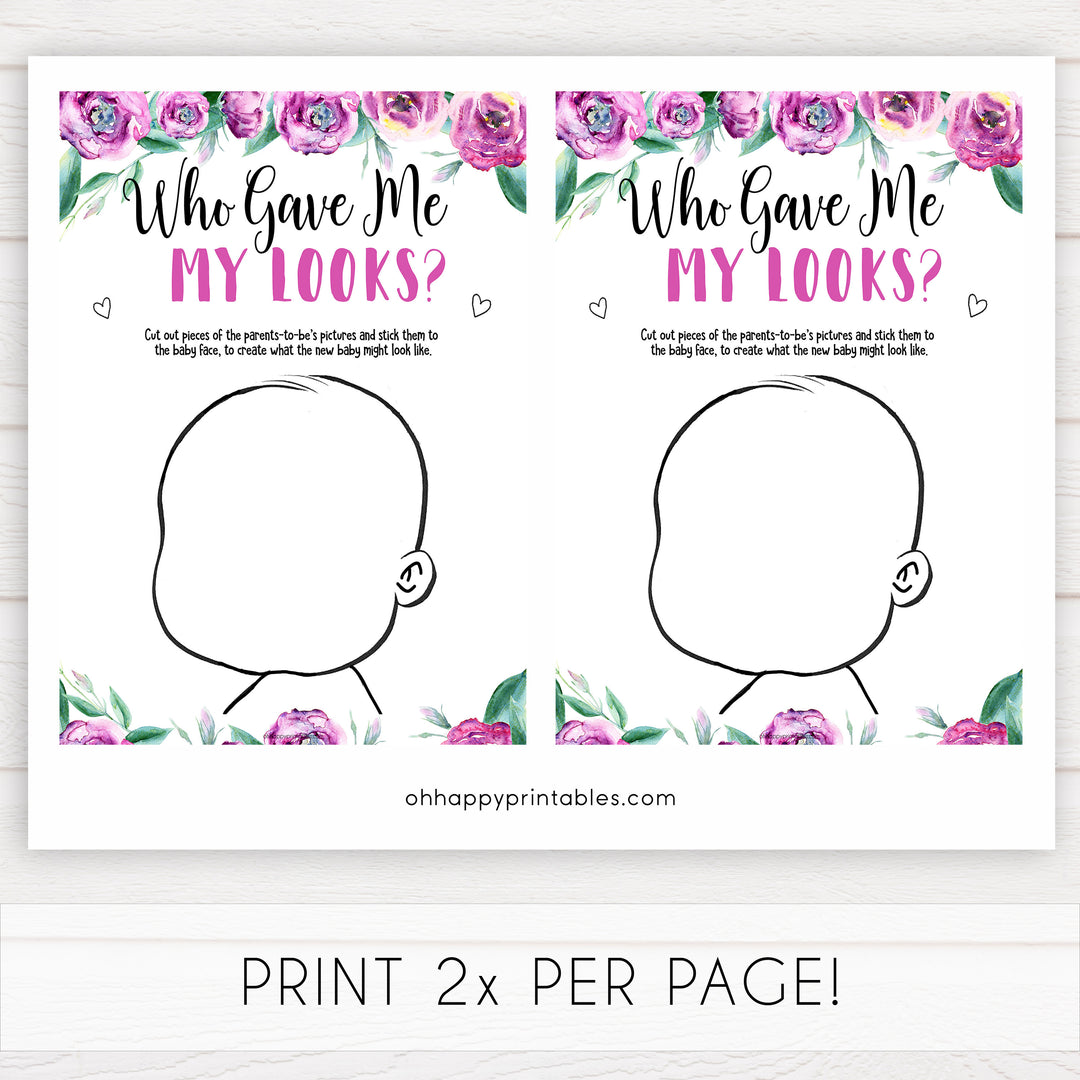 Purple peonies who gave me my looks baby shower games, printable baby shower games, fun baby shower games, baby shower games, popular baby shower games, floral baby shower games, purple baby shower themes