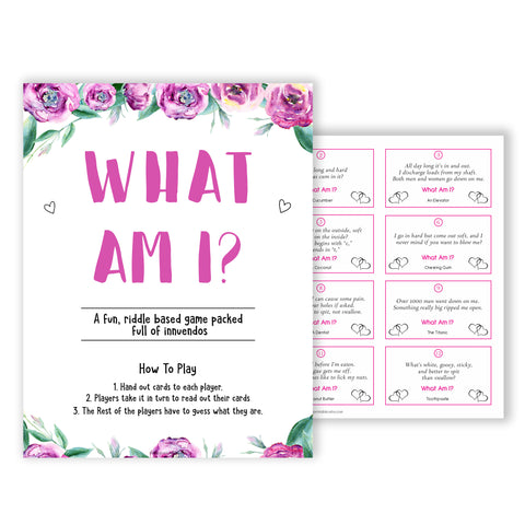 Purple peonies what am I baby shower games, printable baby shower games, fun baby shower games, baby shower games, popular baby shower games, floral baby shower games, purple baby shower themes
