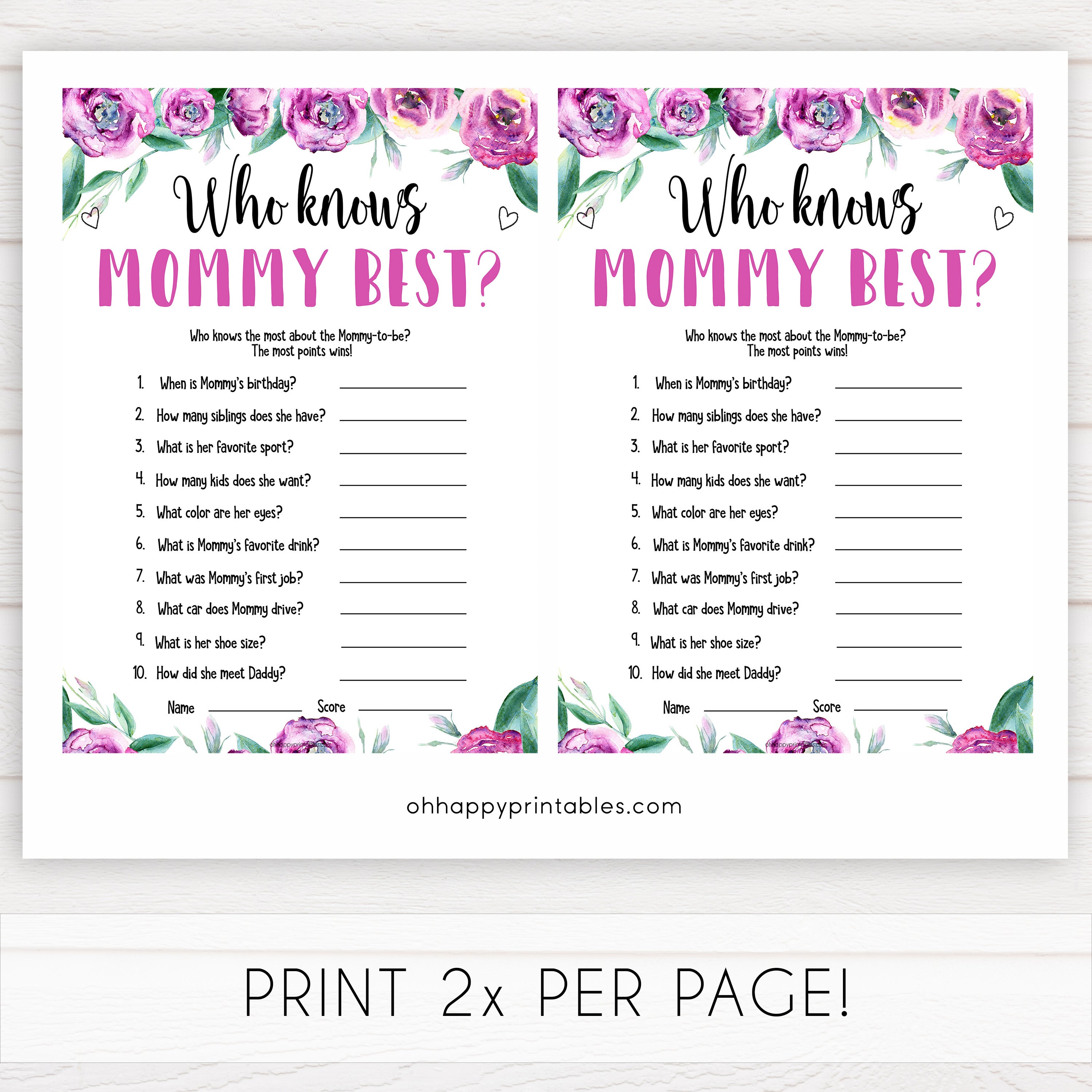 Purple peonies who knows mommy best baby shower games, printable baby shower games, fun baby shower games, baby shower games, popular baby shower games, floral baby shower games, purple baby shower themes