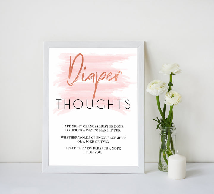 pink swash diaper thoughts, nappy game, diaper game, printable baby shower games, pink baby shower games, fun baby games, popular baby games