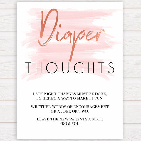 pink swash diaper thoughts, nappy game, diaper game, printable baby shower games, pink baby shower games, fun baby games, popular baby games