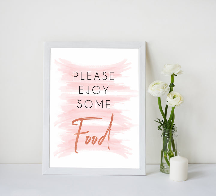 pink swash food sign, pink baby signs, food baby sign, food baby shower, printable baby decor, pink watercolour swash, pink baby shower