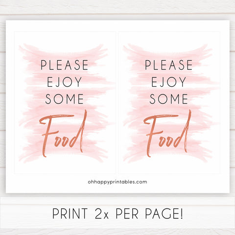 pink swash food sign, pink baby signs, food baby sign, food baby shower, printable baby decor, pink watercolour swash, pink baby shower