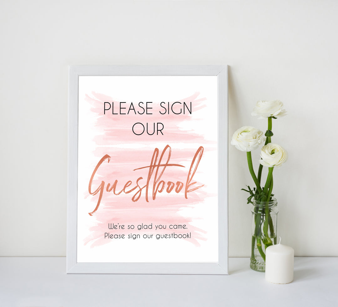 pink guestbook baby sign, guestbook baby signs, printable baby signs, pink baby decor, pink baby shower ideas