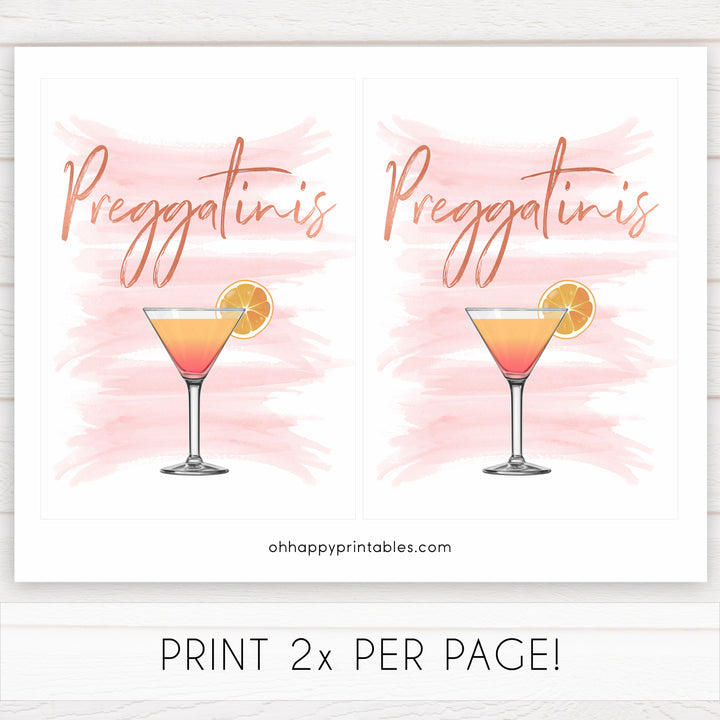 preggatinis baby signs, printable baby signs, pink baby signs, pink baby shower decor, pink baby decor