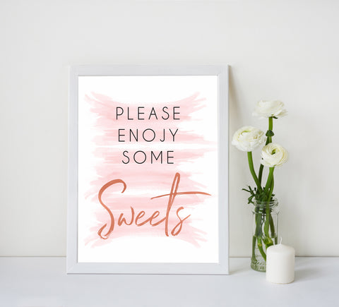 pink watercolor baby shower signs, pink baby signs, printable baby shower signs, baby shower decor, pink baby decor