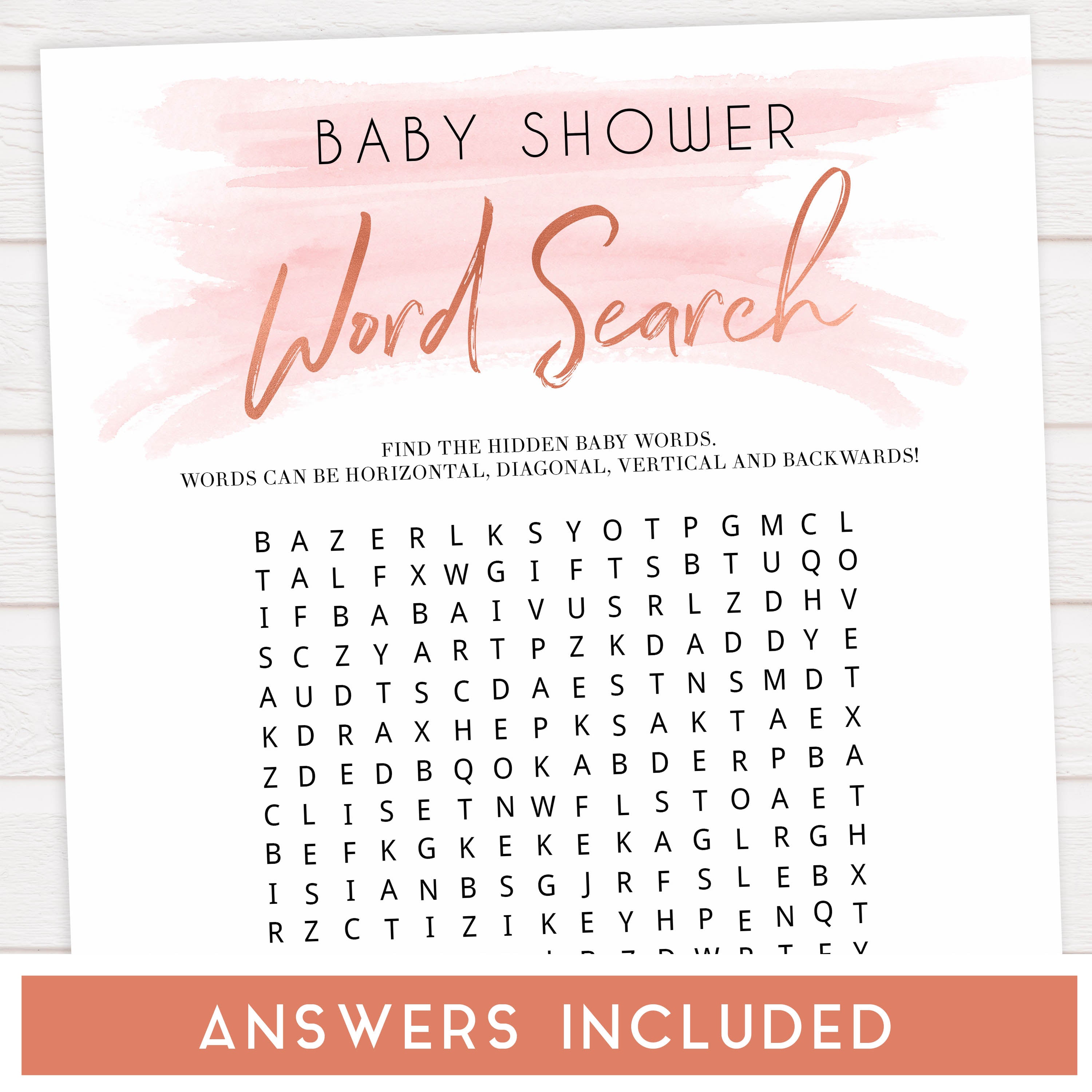 Pink swash baby games, baby shower word search, printable baby games, fun baby games, pink baby shower, top baby games, fun baby games, its a girl baby game