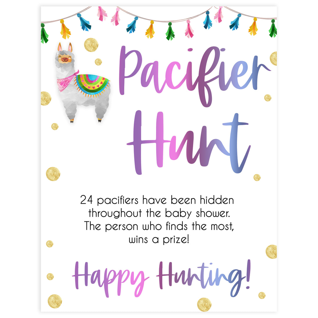 pacifier hunt baby game, editable baby games, Printable baby shower games, llama fiesta fun baby games, baby shower games, fun baby shower ideas, top baby shower ideas, Llama fiesta shower baby shower, fiesta baby shower ideas