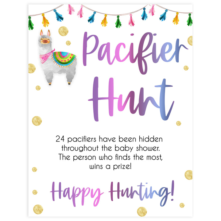 pacifier hunt baby game, editable baby games, Printable baby shower games, llama fiesta fun baby games, baby shower games, fun baby shower ideas, top baby shower ideas, Llama fiesta shower baby shower, fiesta baby shower ideas