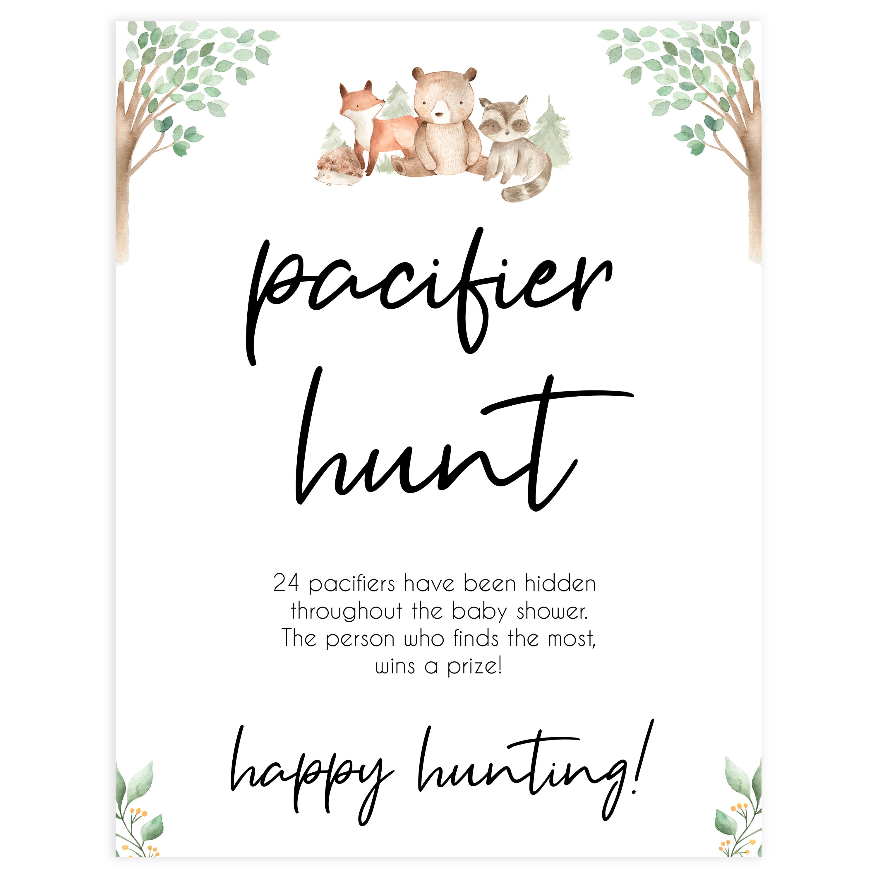 pacifier hunt game, Printable baby shower games, woodland animals baby games, baby shower games, fun baby shower ideas, top baby shower ideas, woodland baby shower, baby shower games, fun woodland animals baby shower ideas