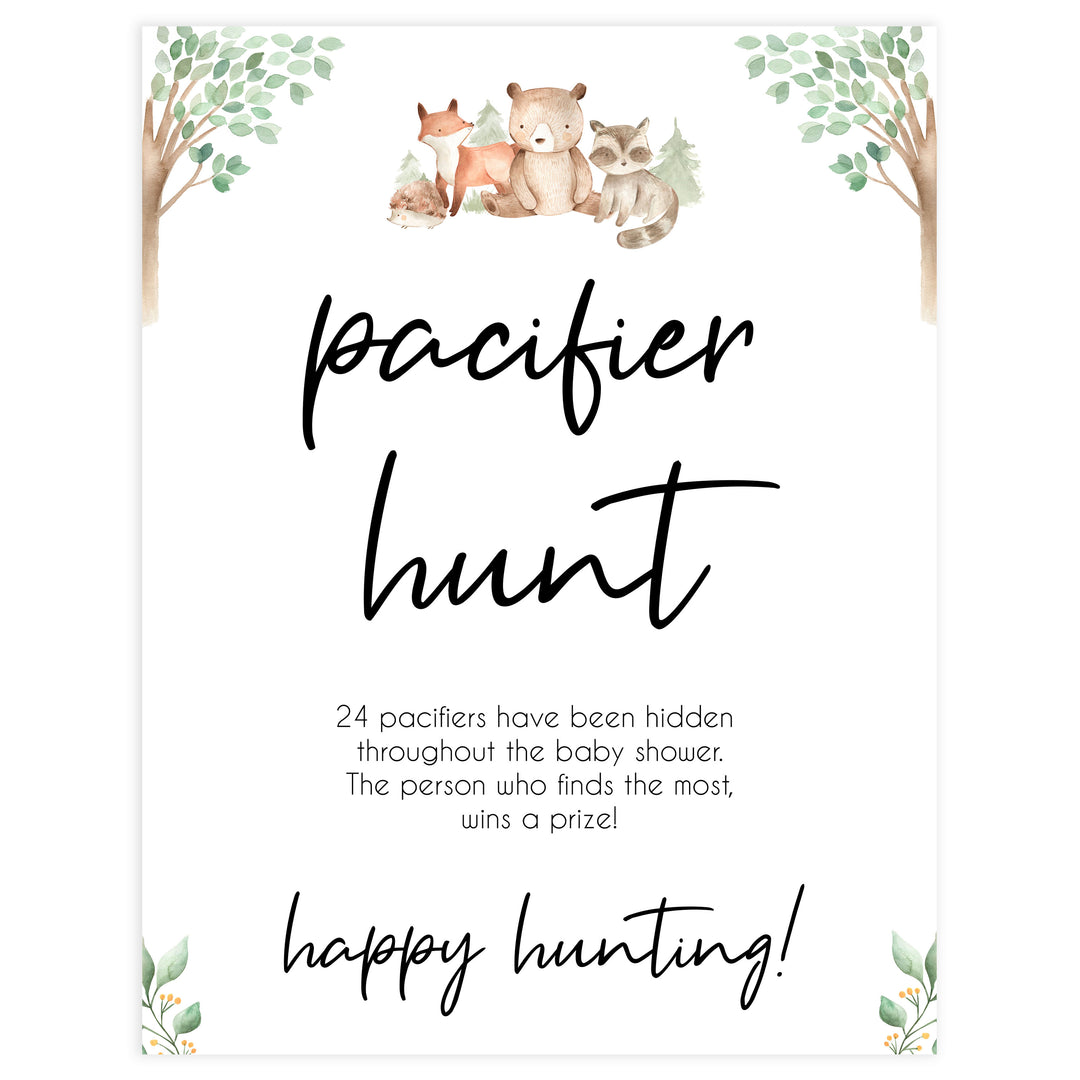 pacifier hunt game, Printable baby shower games, woodland animals baby games, baby shower games, fun baby shower ideas, top baby shower ideas, woodland baby shower, baby shower games, fun woodland animals baby shower ideas