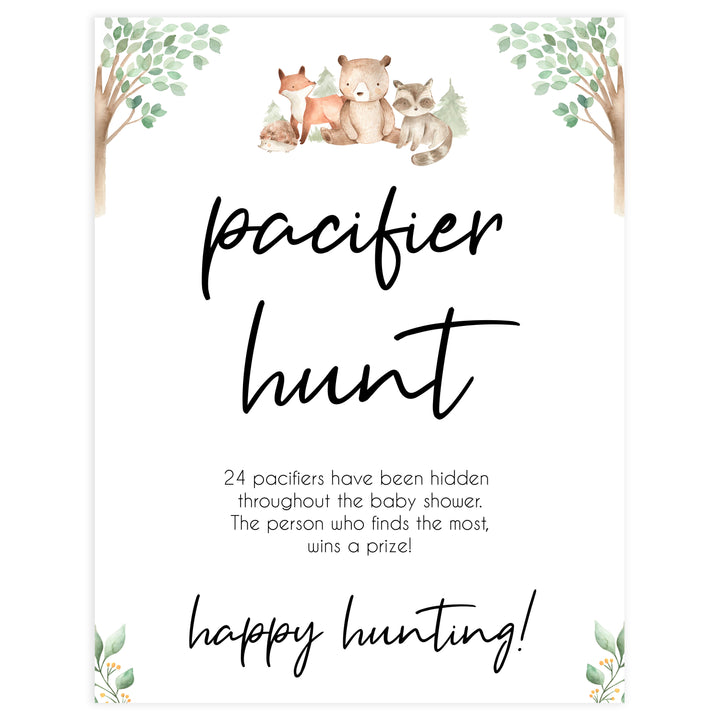 pacifier hunt game, Printable baby shower games, woodland animals baby games, baby shower games, fun baby shower ideas, top baby shower ideas, woodland baby shower, baby shower games, fun woodland animals baby shower ideas