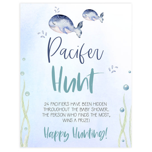 pacifier hunt baby game, Printable baby shower games, whale baby games, baby shower games, fun baby shower ideas, top baby shower ideas, whale baby shower, baby shower games, fun whale baby shower ideas