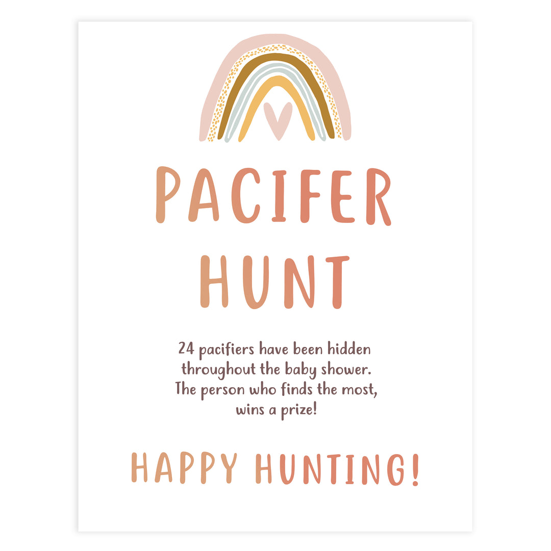 pacifier hunt baby game, Printable baby shower games, boho rainbow baby games, baby shower games, fun baby shower ideas, top baby shower ideas, boho rainbow baby shower, baby shower games, fun boho rainbow baby shower ideas
