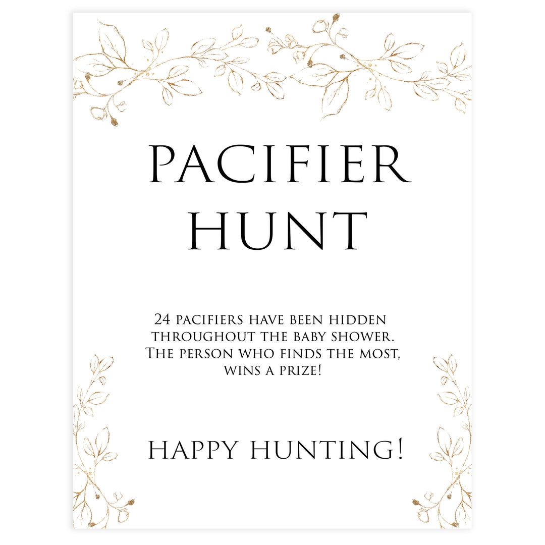 pacifier hunt baby shower game, Printable baby shower games, gold leaf baby games, baby shower games, fun baby shower ideas, top baby shower ideas, gold leaf baby shower, baby shower games, fun gold leaf baby shower ideas