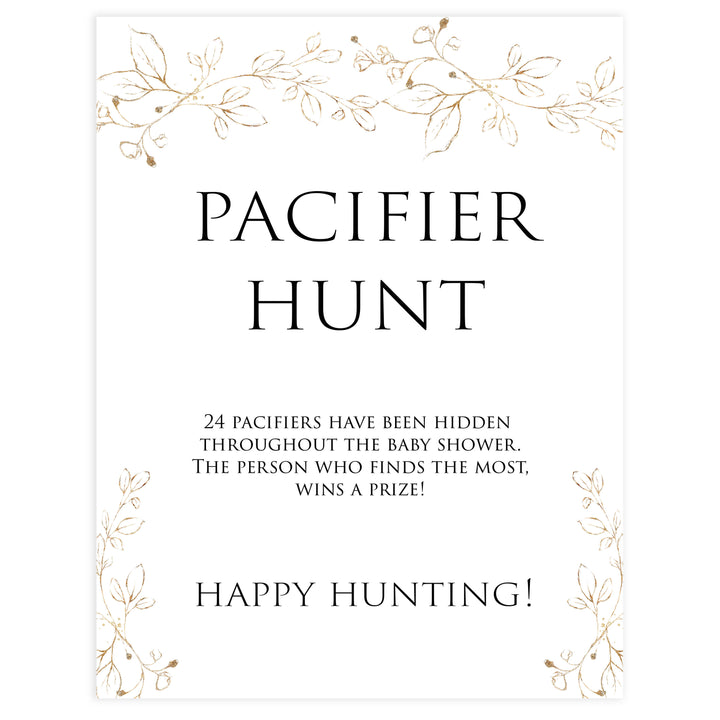 pacifier hunt baby shower game, Printable baby shower games, gold leaf baby games, baby shower games, fun baby shower ideas, top baby shower ideas, gold leaf baby shower, baby shower games, fun gold leaf baby shower ideas