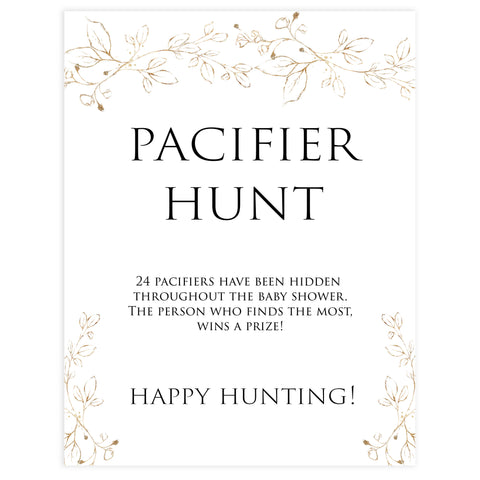pacifier hunt baby shower game, Printable baby shower games, gold leaf baby games, baby shower games, fun baby shower ideas, top baby shower ideas, gold leaf baby shower, baby shower games, fun gold leaf baby shower ideas