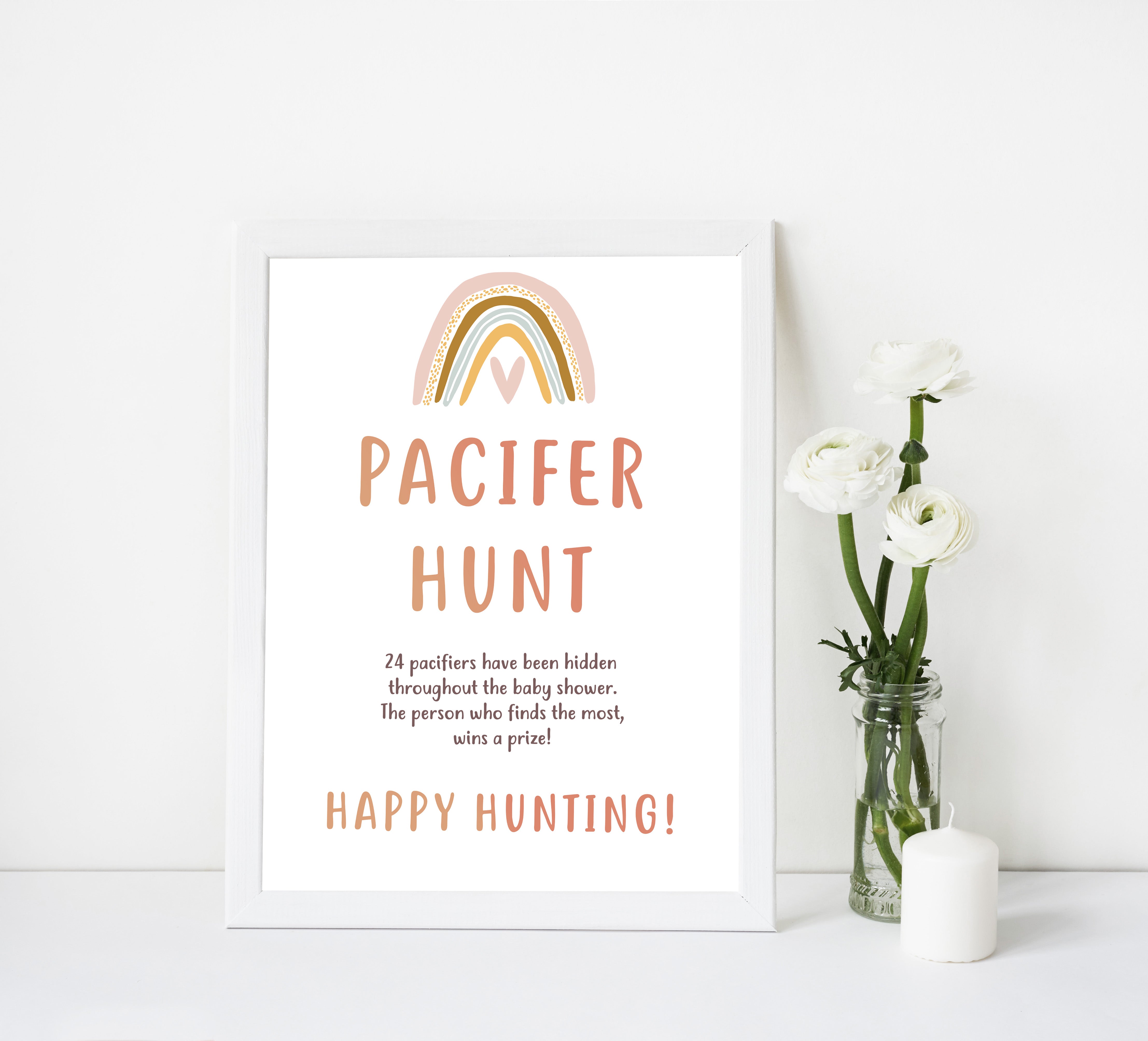 pacifier hunt baby game, Printable baby shower games, boho rainbow baby games, baby shower games, fun baby shower ideas, top baby shower ideas, boho rainbow baby shower, baby shower games, fun boho rainbow baby shower ideas
