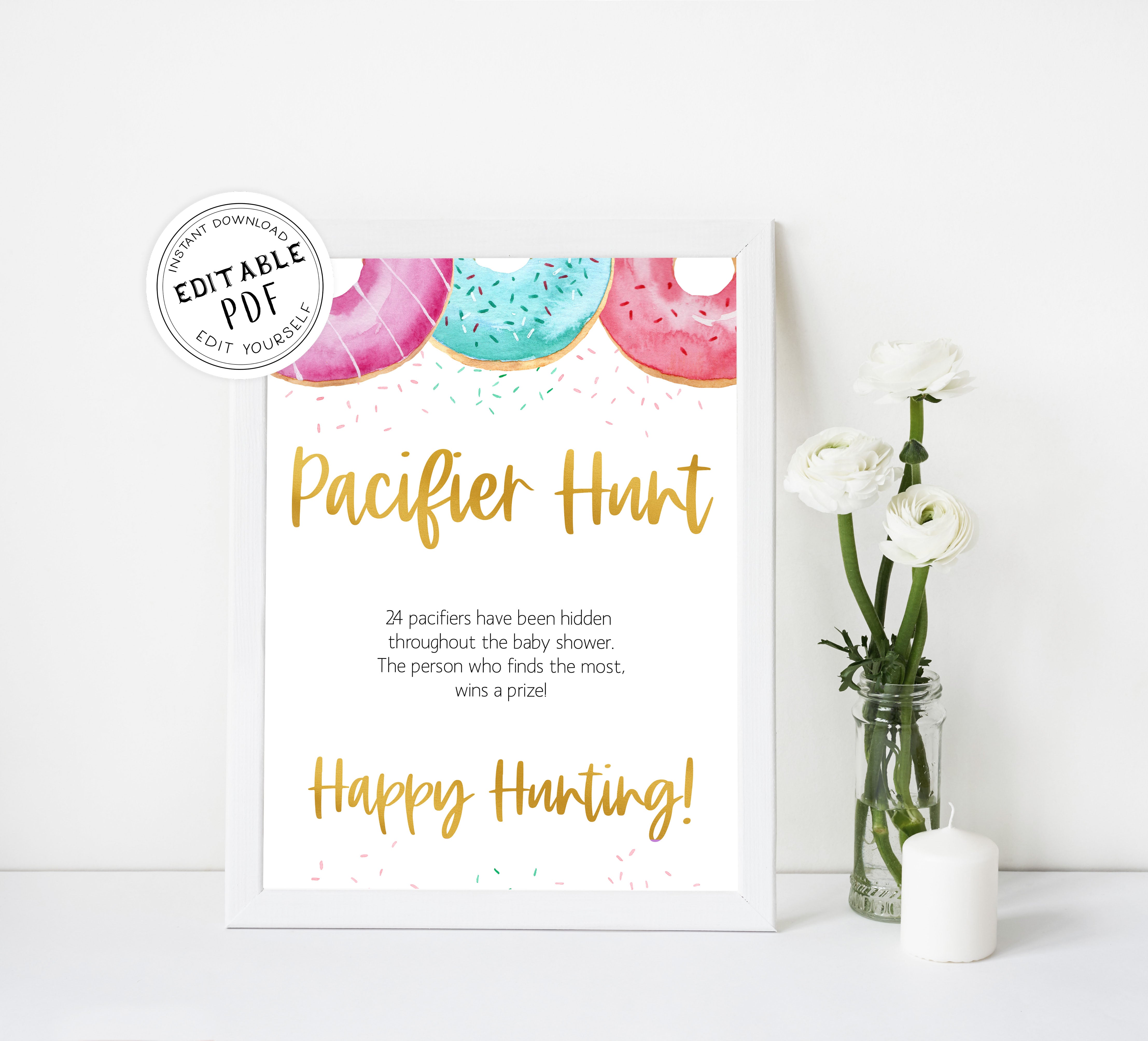 editable baby games, pacifier hunt game, Printable baby shower games, donut baby games, baby shower games, fun baby shower ideas, top baby shower ideas, donut sprinkles baby shower, baby shower games, fun donut baby shower ideas