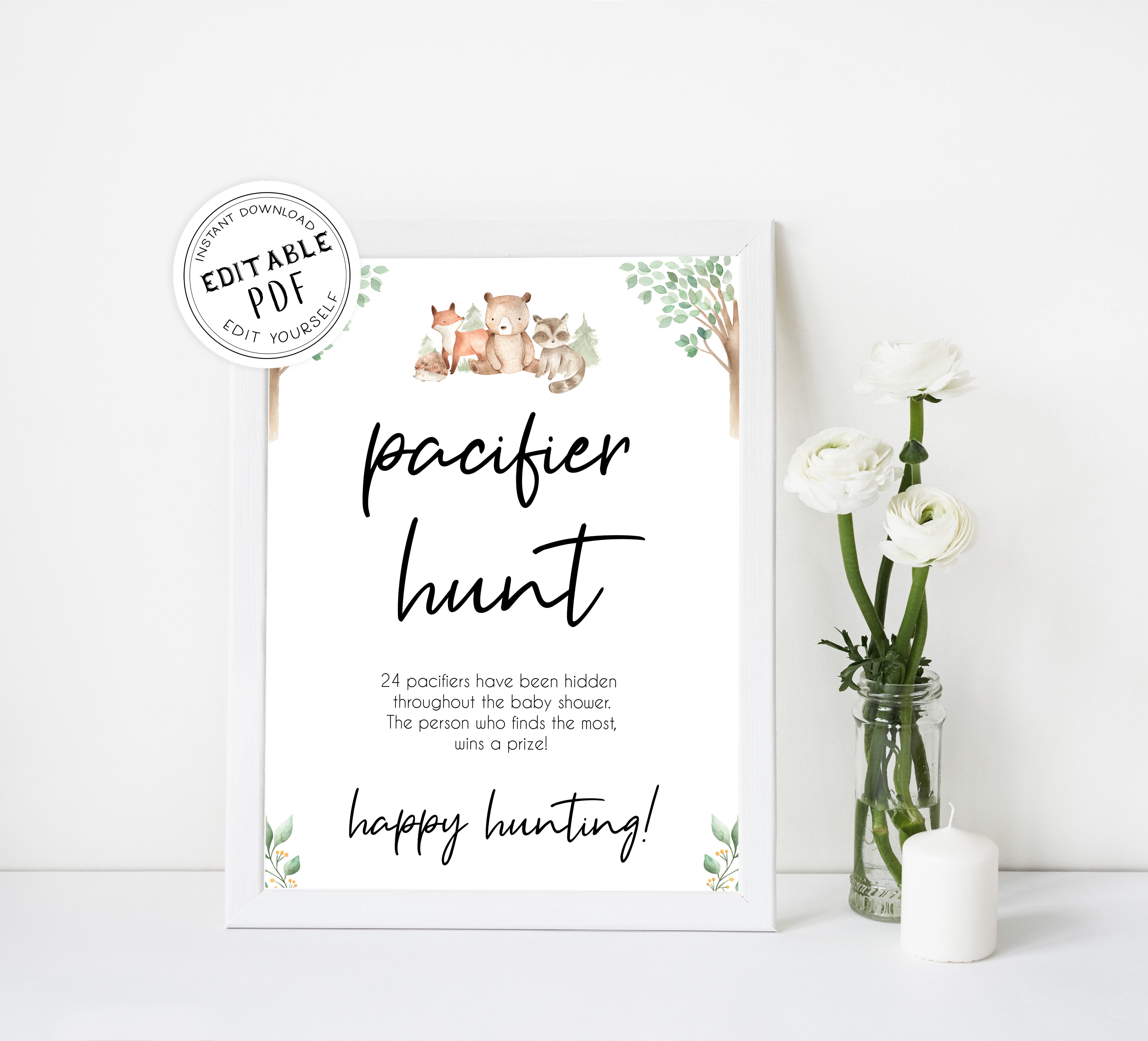 pacifier hunt game, Printable baby shower games, woodland animals baby games, baby shower games, fun baby shower ideas, top baby shower ideas, woodland baby shower, baby shower games, fun woodland animals baby shower ideas