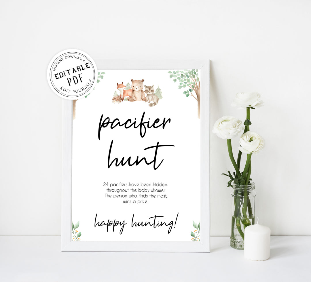 pacifier hunt game, Printable baby shower games, woodland animals baby games, baby shower games, fun baby shower ideas, top baby shower ideas, woodland baby shower, baby shower games, fun woodland animals baby shower ideas