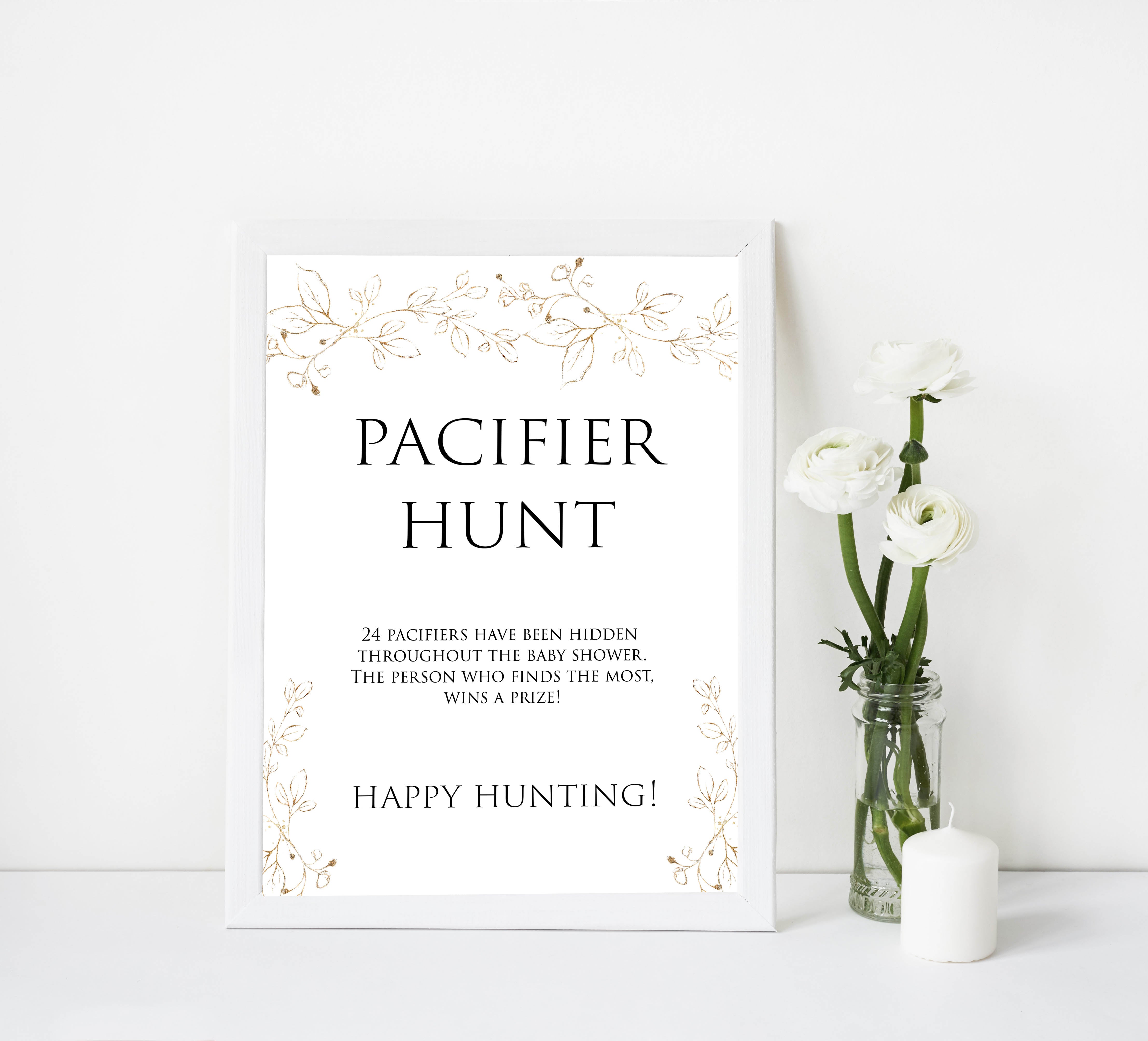 pacifier hunt baby shower game, Printable baby shower games, gold leaf baby games, baby shower games, fun baby shower ideas, top baby shower ideas, gold leaf baby shower, baby shower games, fun gold leaf baby shower ideas