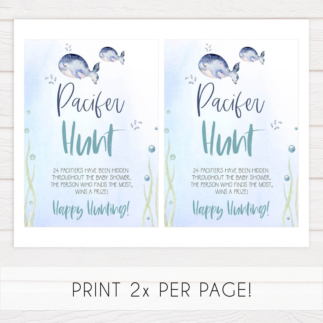 pacifier hunt baby game, Printable baby shower games, whale baby games, baby shower games, fun baby shower ideas, top baby shower ideas, whale baby shower, baby shower games, fun whale baby shower ideas