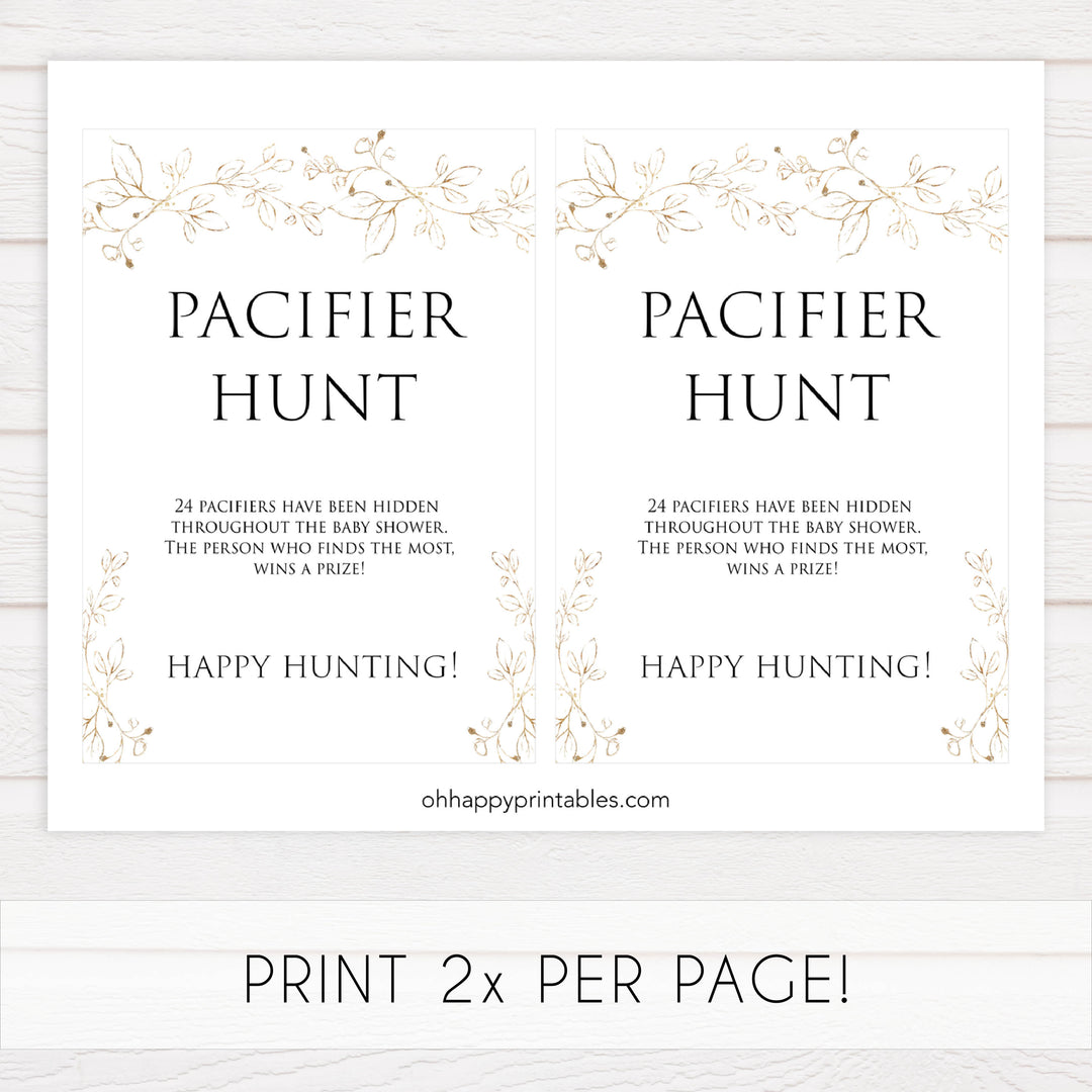 pacifier hunt baby shower game, Printable baby shower games, gold leaf baby games, baby shower games, fun baby shower ideas, top baby shower ideas, gold leaf baby shower, baby shower games, fun gold leaf baby shower ideas