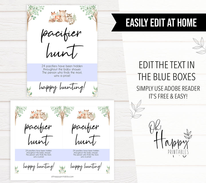 pacifier hunt game, Printable baby shower games, woodland animals baby games, baby shower games, fun baby shower ideas, top baby shower ideas, woodland baby shower, baby shower games, fun woodland animals baby shower ideas