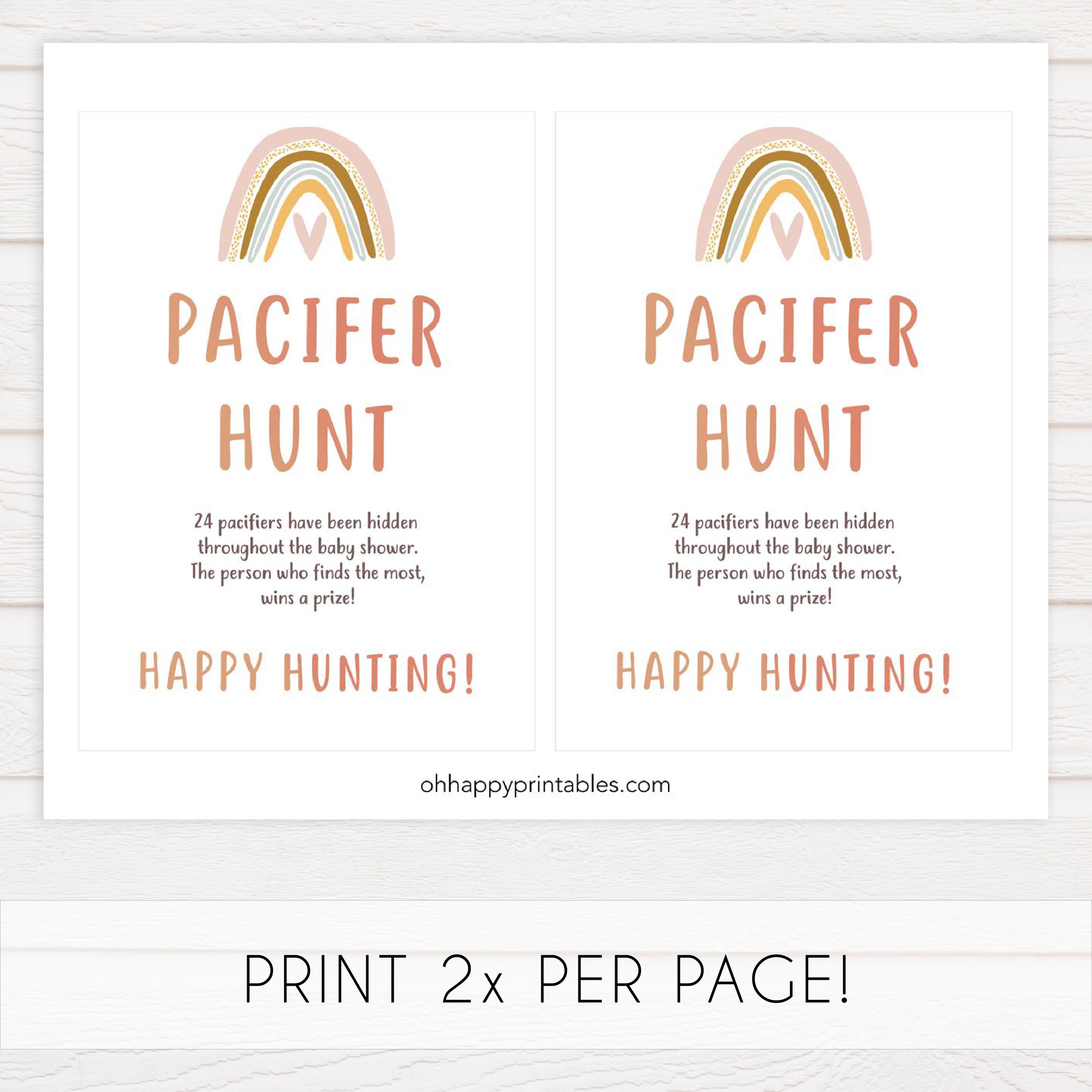 pacifier hunt baby game, Printable baby shower games, boho rainbow baby games, baby shower games, fun baby shower ideas, top baby shower ideas, boho rainbow baby shower, baby shower games, fun boho rainbow baby shower ideas