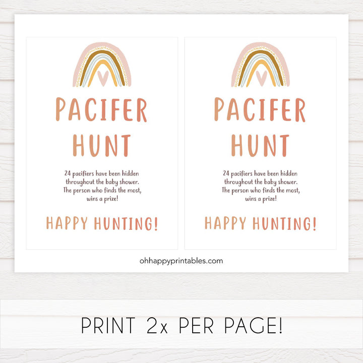 pacifier hunt baby game, Printable baby shower games, boho rainbow baby games, baby shower games, fun baby shower ideas, top baby shower ideas, boho rainbow baby shower, baby shower games, fun boho rainbow baby shower ideas