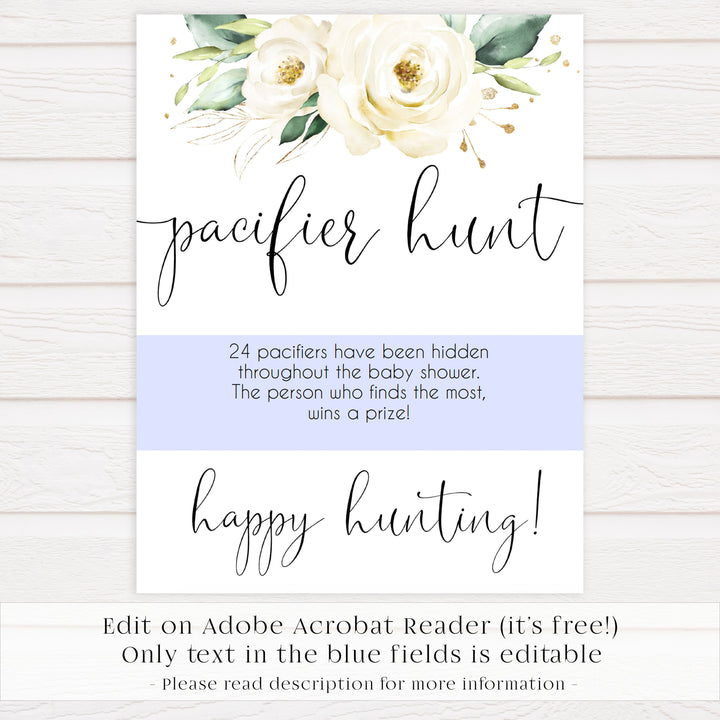 pacifier hunt baby game, editable baby game, Printable baby shower games, shite floral baby games, baby shower games, fun baby shower ideas, top baby shower ideas, floral baby shower, baby shower games, fun floral baby shower ideas