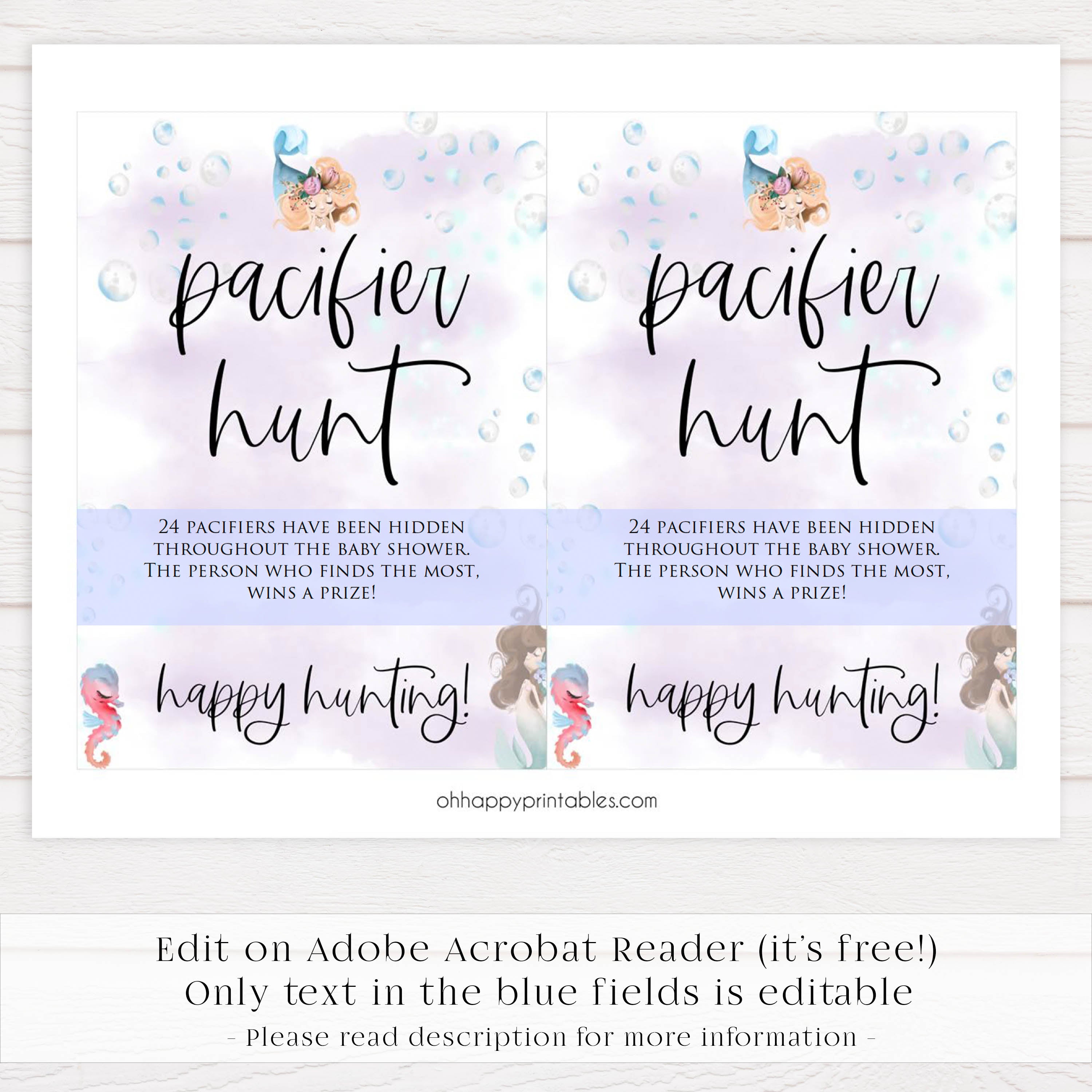 pacifier hunt baby game, Printable baby shower games, little mermaid baby games, baby shower games, fun baby shower ideas, top baby shower ideas, little mermaid baby shower, baby shower games, pink hearts baby shower ideas