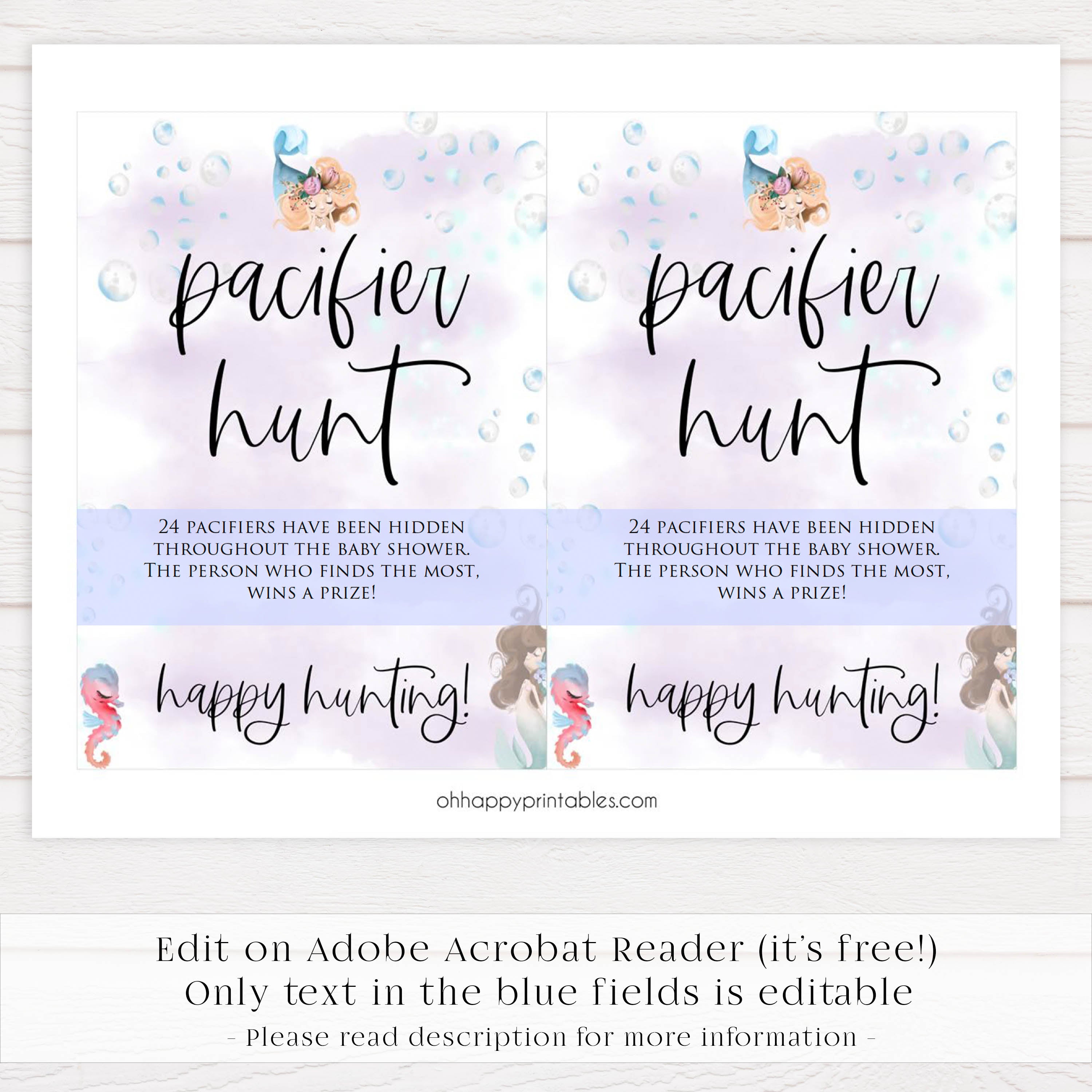 pacifier hunt baby game, Printable baby shower games, little mermaid baby games, baby shower games, fun baby shower ideas, top baby shower ideas, little mermaid baby shower, baby shower games, pink hearts baby shower ideas