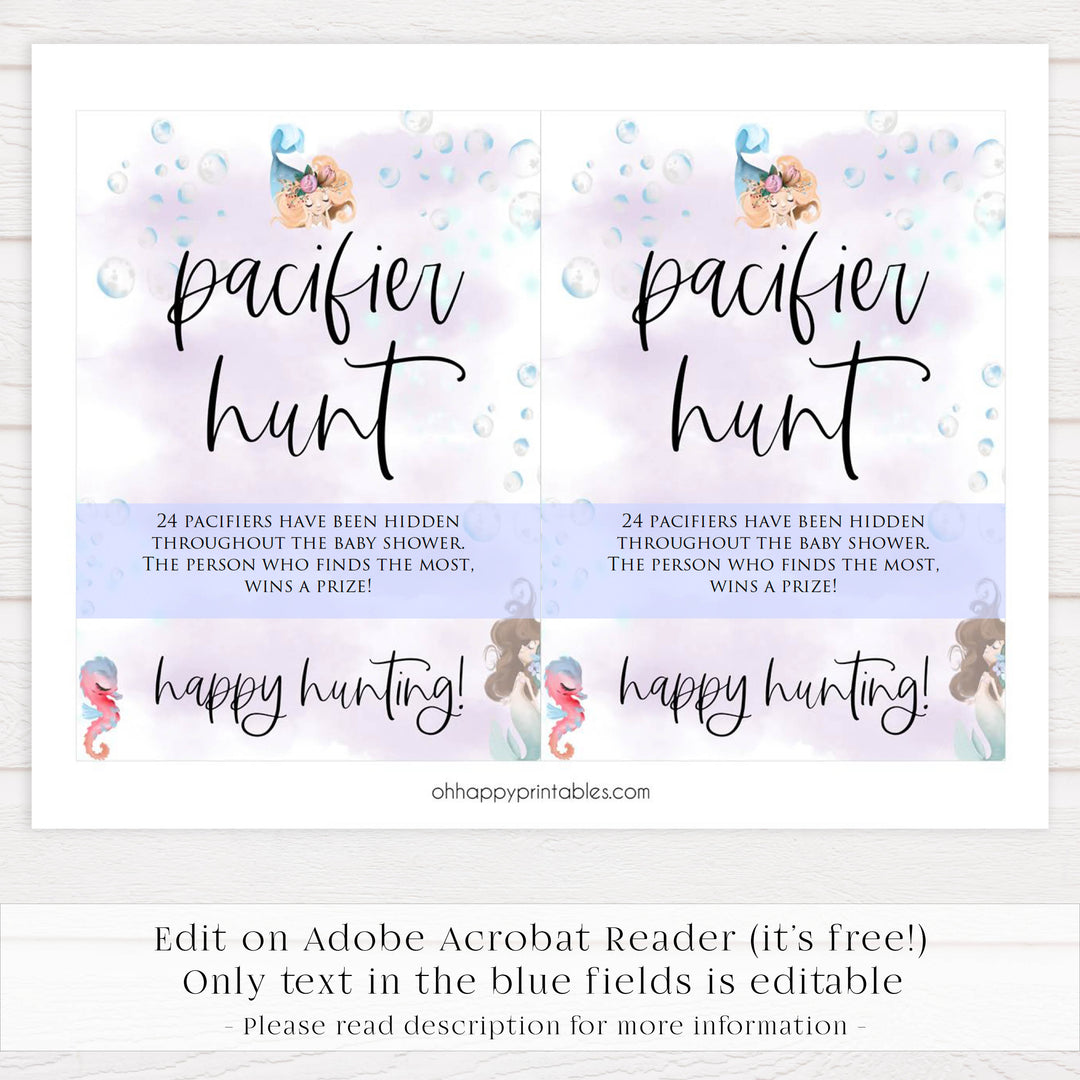 pacifier hunt baby game, Printable baby shower games, little mermaid baby games, baby shower games, fun baby shower ideas, top baby shower ideas, little mermaid baby shower, baby shower games, pink hearts baby shower ideas