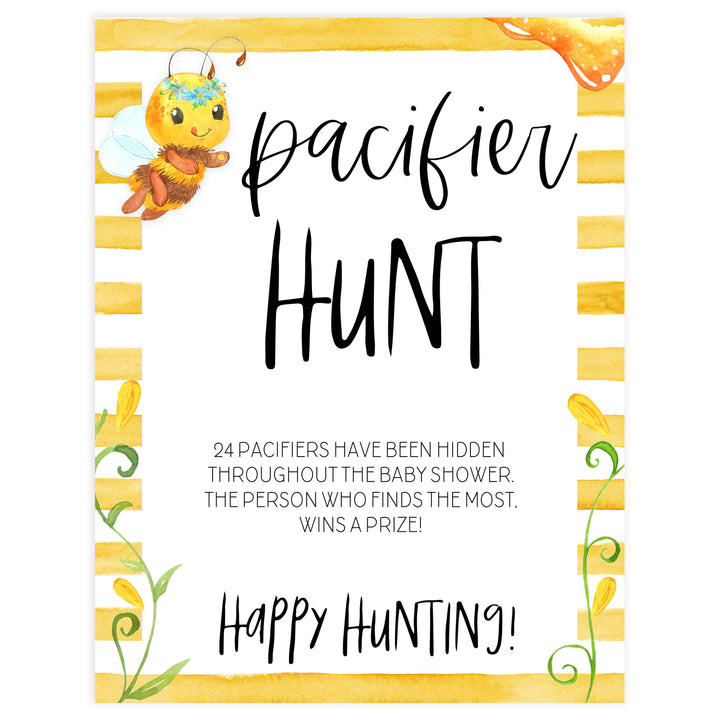 Pacifier hunt game, Printable baby shower games, mommy bee fun baby games, baby shower games, fun baby shower ideas, top baby shower ideas, mommy to bee baby shower, friends baby shower ideas