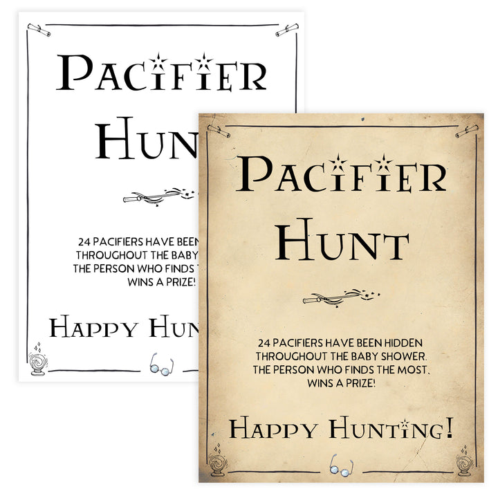 Pacifier Hunt Game, Wizard baby shower games, printable baby shower games, Harry Potter baby games, Harry Potter baby shower, fun baby shower games,  fun baby ideas