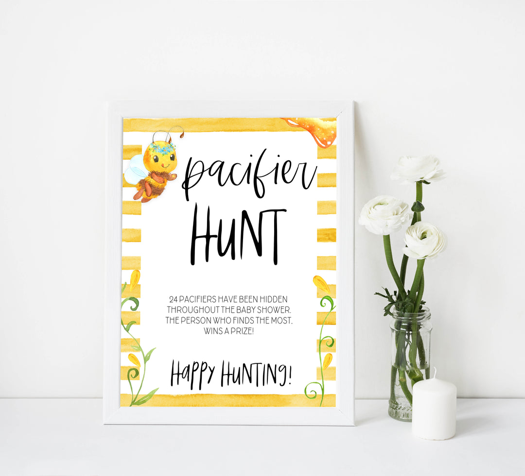 Pacifier hunt game, Printable baby shower games, mommy bee fun baby games, baby shower games, fun baby shower ideas, top baby shower ideas, mommy to bee baby shower, friends baby shower ideas