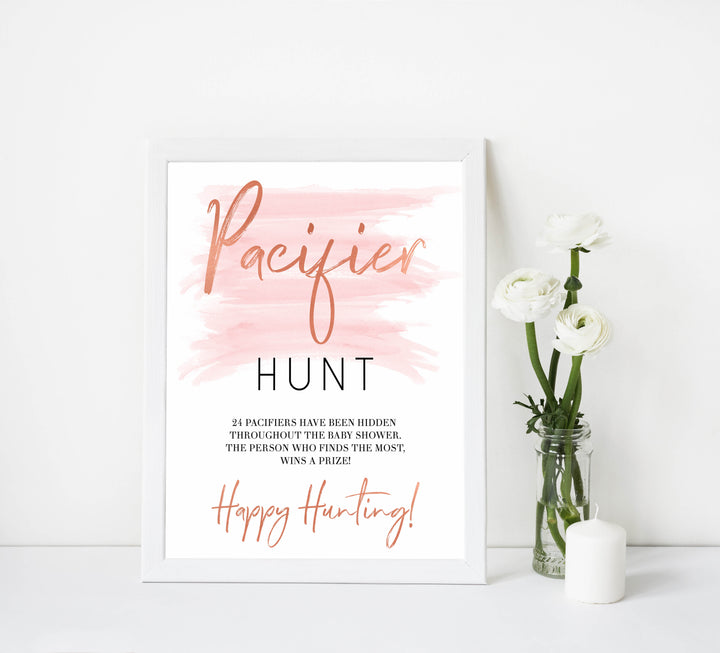 Pink swash baby games, pacifier hunt, printable baby games, fun baby games, pink baby shower, top baby games, fun baby games, its a girl baby game