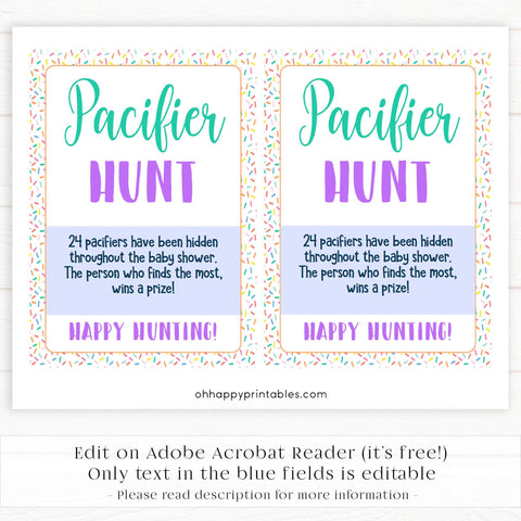 pacifier hunt baby game, baby hunt game, Printable baby shower games, baby sprinkle fun baby games, baby shower games, fun baby shower ideas, top baby shower ideas, sprinkle shower baby shower, friends baby shower ideas