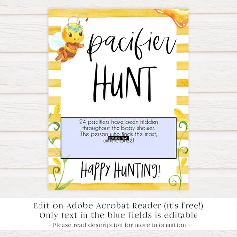 Pacifier hunt game, Printable baby shower games, mommy bee fun baby games, baby shower games, fun baby shower ideas, top baby shower ideas, mommy to bee baby shower, friends baby shower ideas