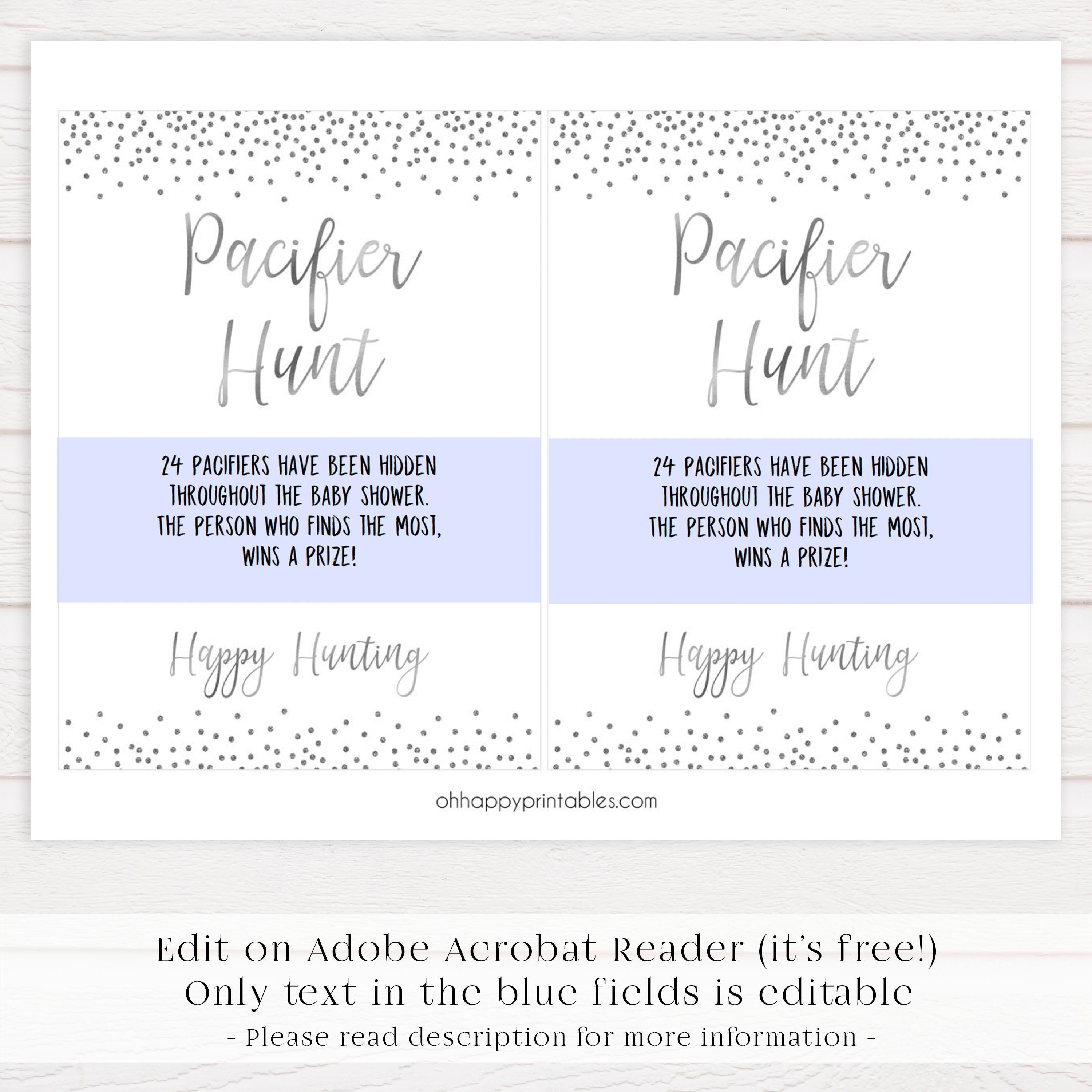 pacifier hunt game, Printable baby shower games, baby silver glitter fun baby games, baby shower games, fun baby shower ideas, top baby shower ideas, silver glitter shower baby shower, friends baby shower ideas