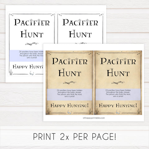 Pacifier Hunt Game, Wizard baby shower games, printable baby shower games, Harry Potter baby games, Harry Potter baby shower, fun baby shower games,  fun baby ideas