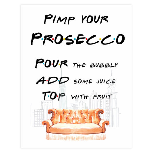 pimp your prosecco sign, prosecco sign, Printable bridal shower signs, friends bridal shower decor, friends bridal shower decor ideas, fun bridal shower decor, bridal shower game ideas, friends bridal shower ideas