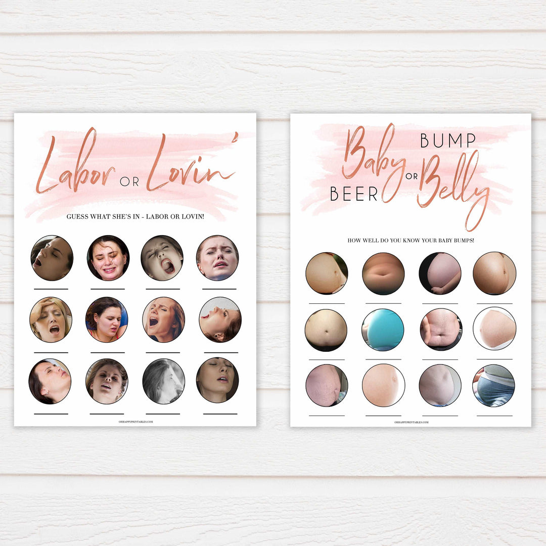 pink swash baby shower games, labor or porn baby games, fun baby shower games, printable baby shower games
