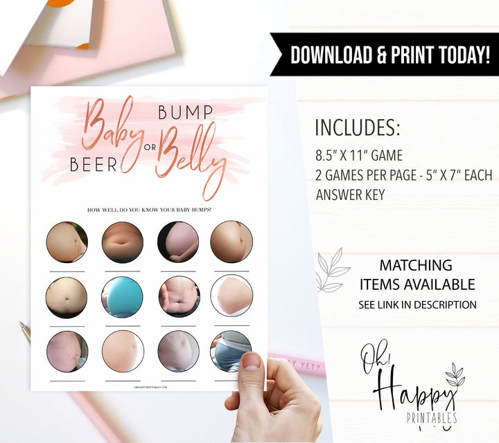 baby bump or beer belly baby shower games, printable baby shower games, fun baby shower games, popular baby shower games, baby bump game