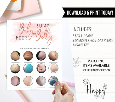 baby bump or beer belly baby shower games, printable baby shower games, fun baby shower games, popular baby shower games, baby bump game